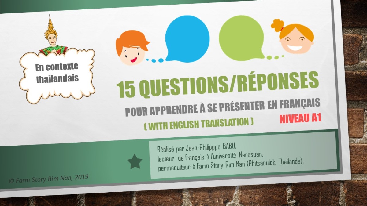 15 questions/réponses pour apprendre à se présenter en français, niveau A1